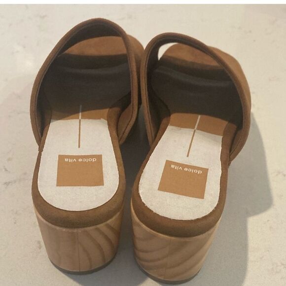 Anthropologie Dolce Vita Dorado Mule Brown Suede Wooden Clog Sandals Size 7.5 - Picture 4 of 7